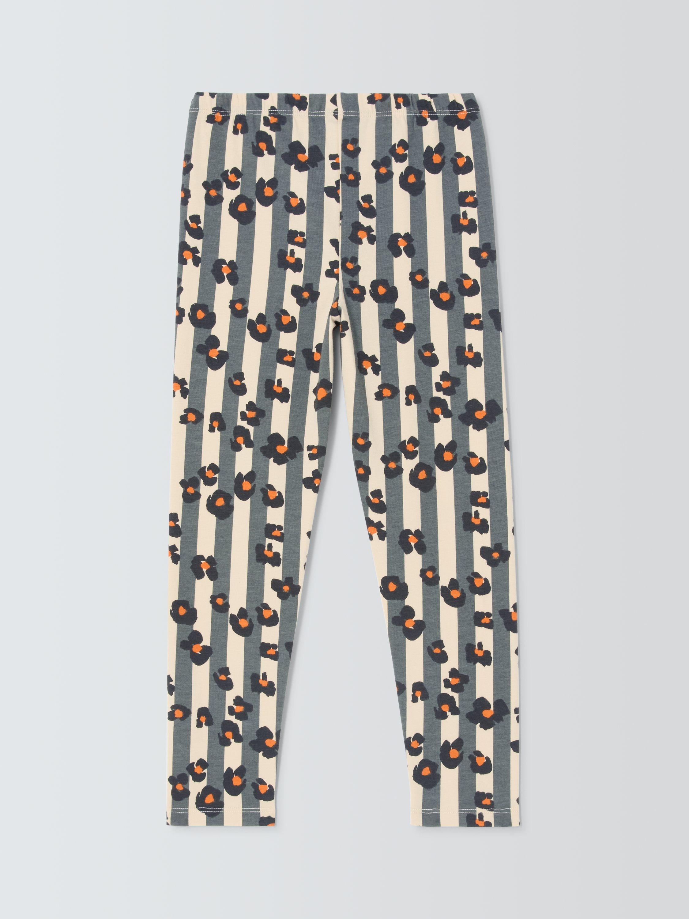 Product image 2 of 3, which shows John Lewis Kids' Stripe Animal Print Leggings, Leo Stripe, 3 years