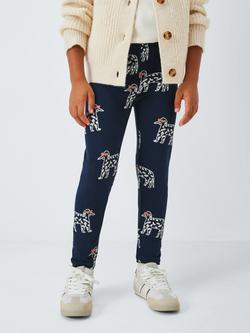 John Lewis Kids' Dog Graphic Leggings, Navy, Beige, Navy, Beige