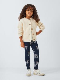 John Lewis Kids' Dog Graphic Leggings, Navy, Beige - view 2, Navy, Beige
