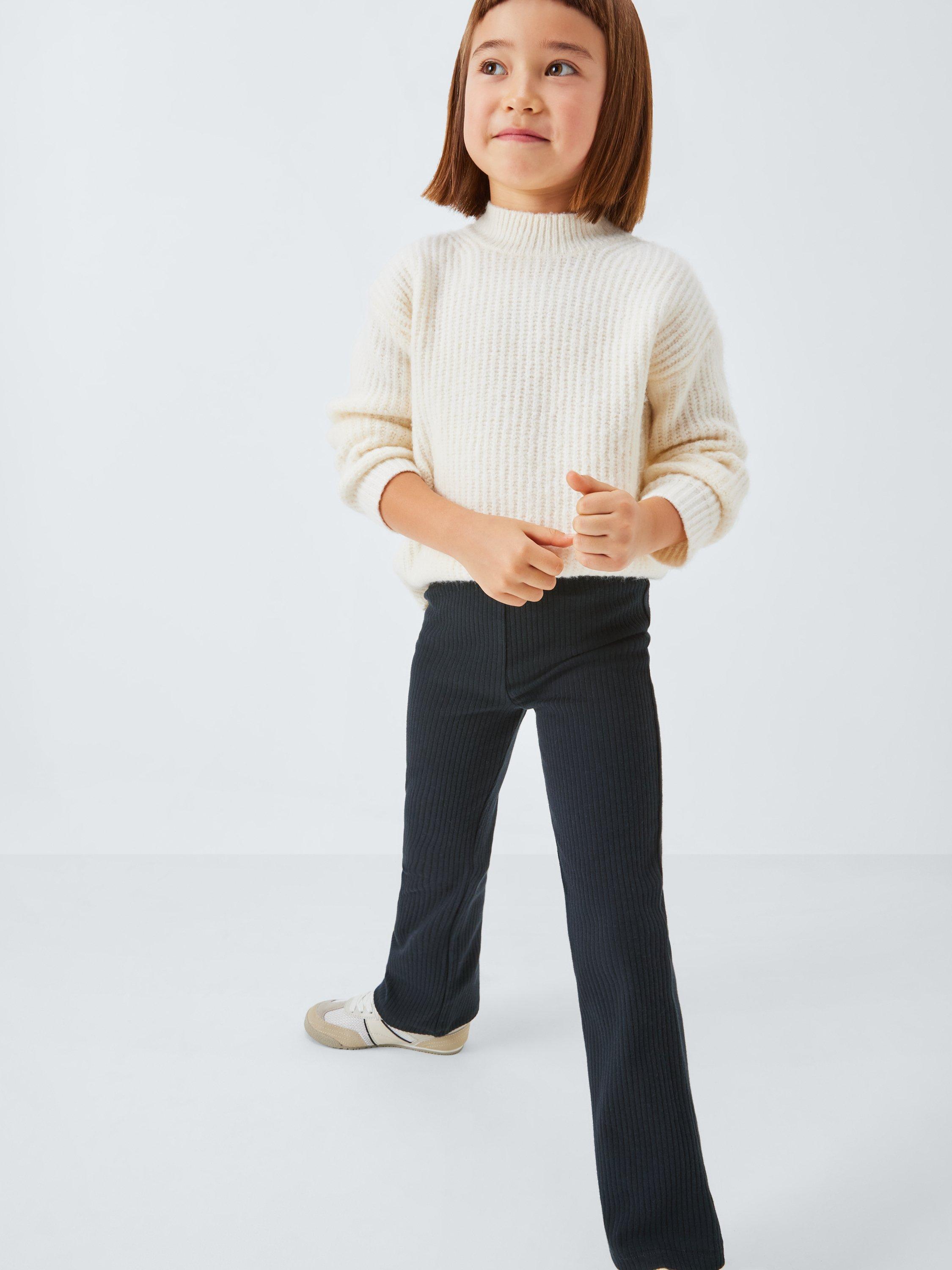 Product image 6 of 6, which shows John Lewis Kids' Ribbed Flared Leggings, Black, 4 years