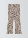 John Lewis Kids' Ribbed Animal Print Flared Leggings, Pink