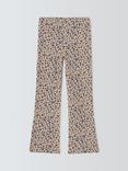 John Lewis Kids' Ribbed Animal Print Flared Leggings, Pink
