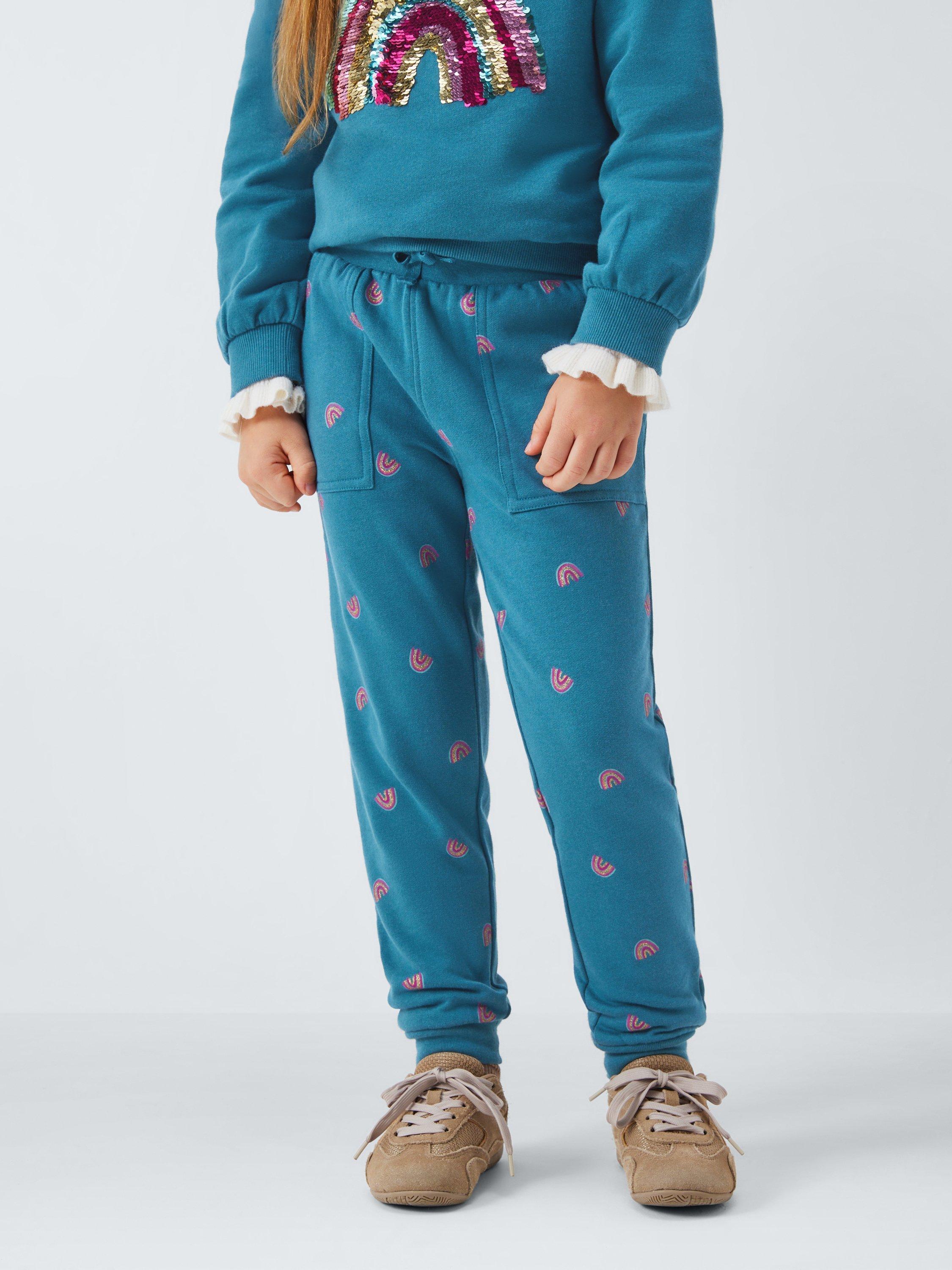 Product image 1 of 7, which shows John Lewis Kids' Rainbow Print Joggers, Multi, 3 years