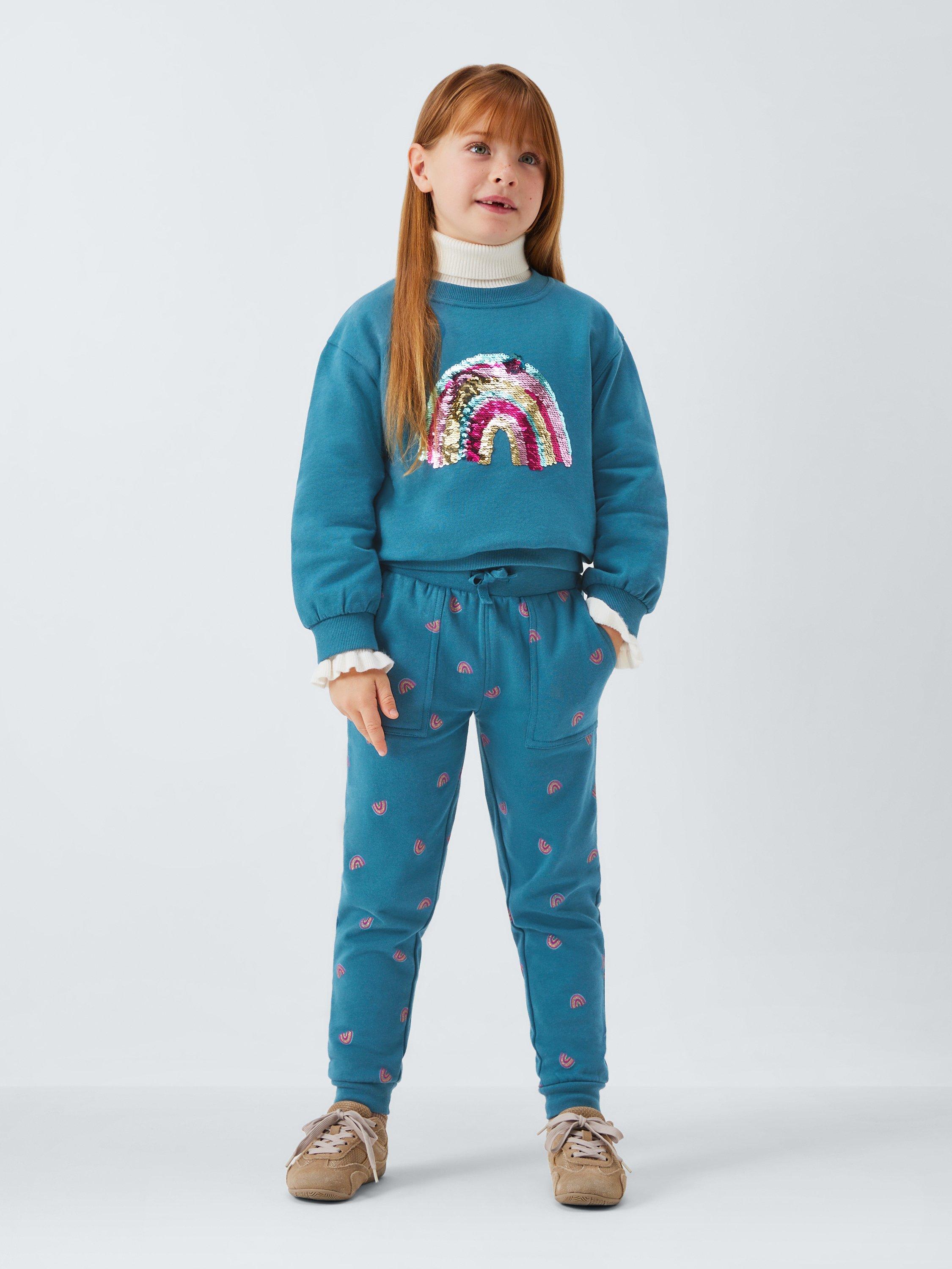 Product image 2 of 7, which shows John Lewis Kids' Rainbow Print Joggers, Multi, 3 years