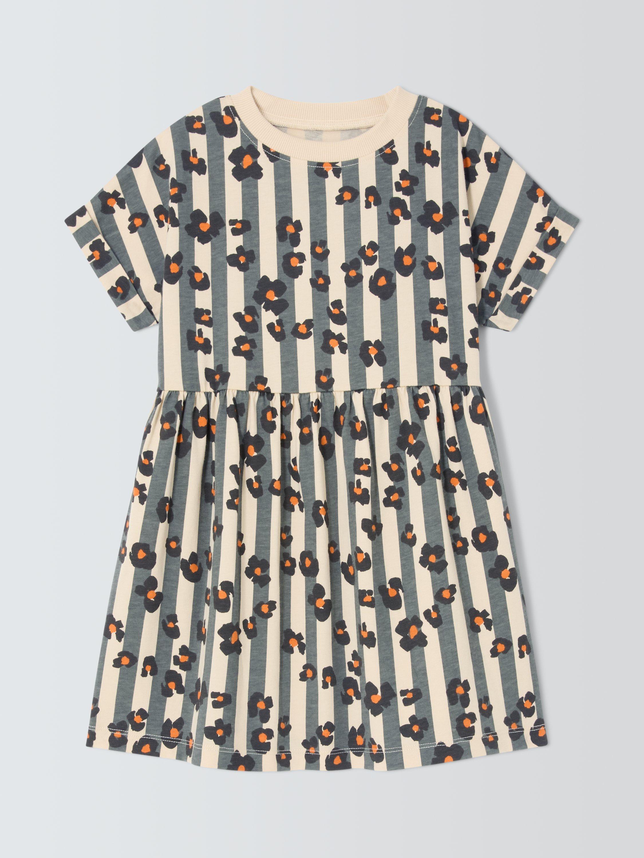 Product image 1 of 3, which shows John Lewis Kids' Stripe Animal Print Dress, Leo Stripe, 3 years