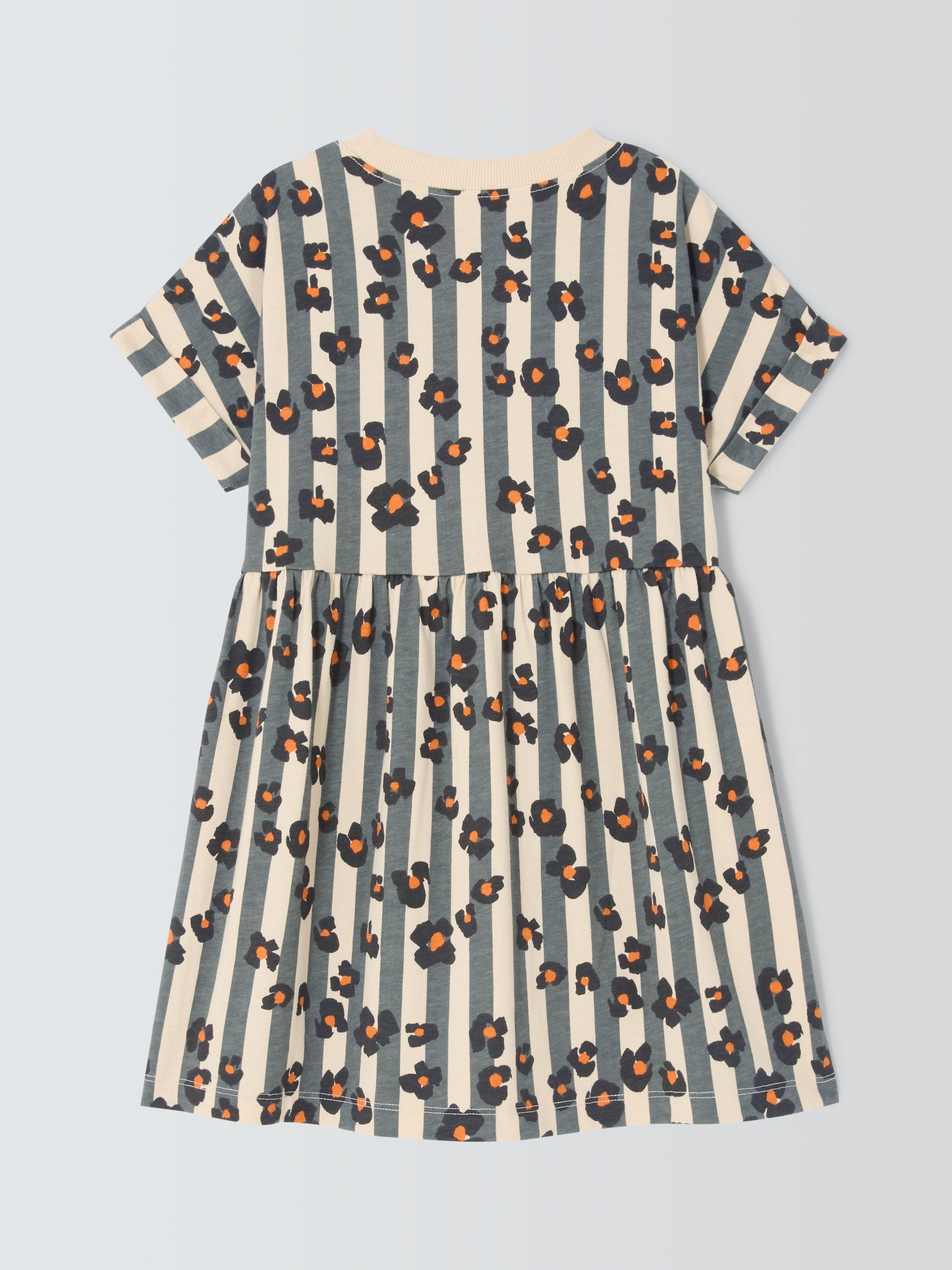 Product image 2 of 3, which shows John Lewis Kids' Stripe Animal Print Dress, Leo Stripe, 3 years