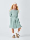John Lewis Kids' Ribbed Flower Jersey Dress, Blue