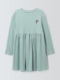John Lewis Kids' Ribbed Flower Jersey Dress, Blue