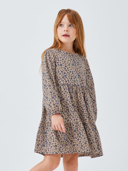John Lewis Kids' Animal Print Jersey Dress, Blue, White, Blue, White