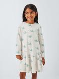 John Lewis Kids' Bird Print Jersey Dress, White, Blue