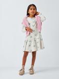 John Lewis Kids' Bird Print Jersey Dress, White, Blue