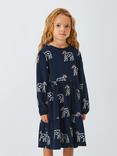 John Lewis Kids' Sunglasses Dog Jersey Dress, Blue, Brown
