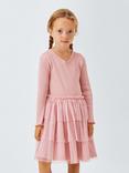 John Lewis Kids' Wrap Over Tulle Skirt Dress, Pink