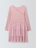 John Lewis Kids' Wrap Over Tulle Skirt Dress, Pink