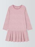 John Lewis Floral Jersey Dress, Red, White