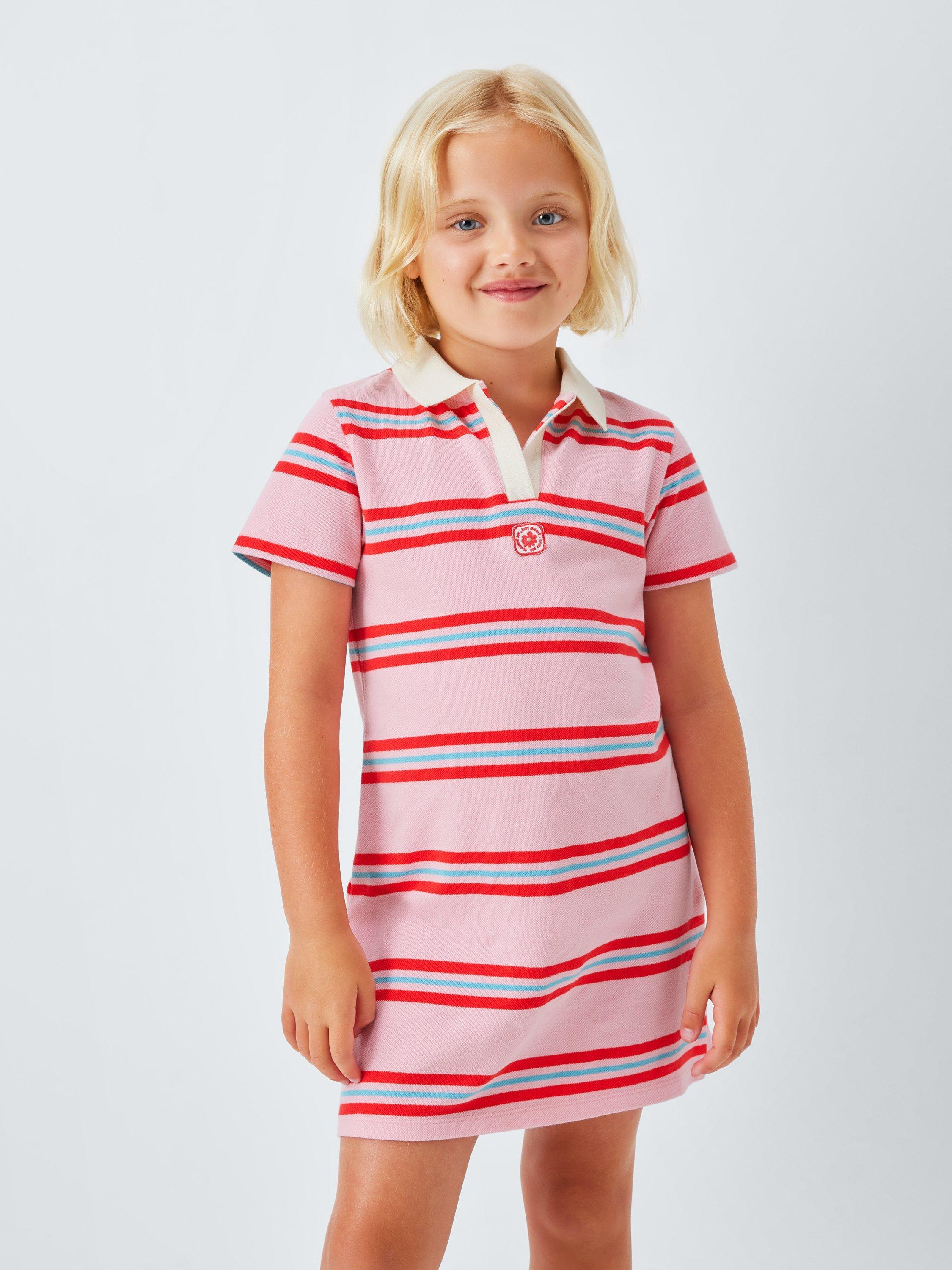 Product image 1 of 7, which shows John Lewis Kids' Stripe Polo Dress, Multi, 3 years