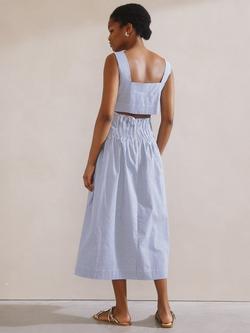 Albaray Stripe Organic Cotton Rich Sun Dress, Blue - view 2, Blue