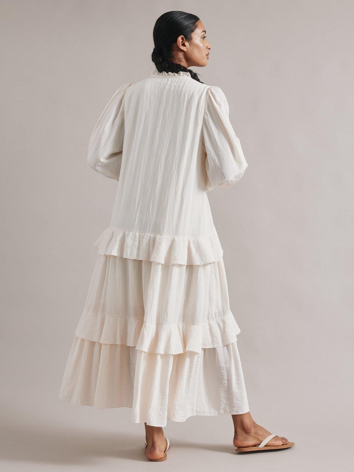 Product image 2 of 7, which shows Albaray Tiered Frill Maxi Dress, Cream, 8