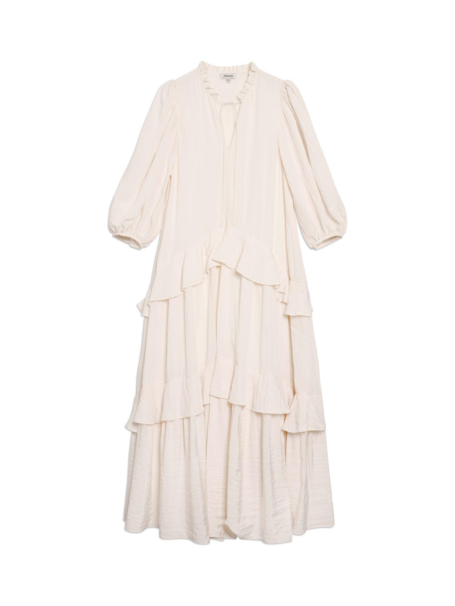 Product image 6 of 7, which shows Albaray Tiered Frill Maxi Dress, Cream, 8