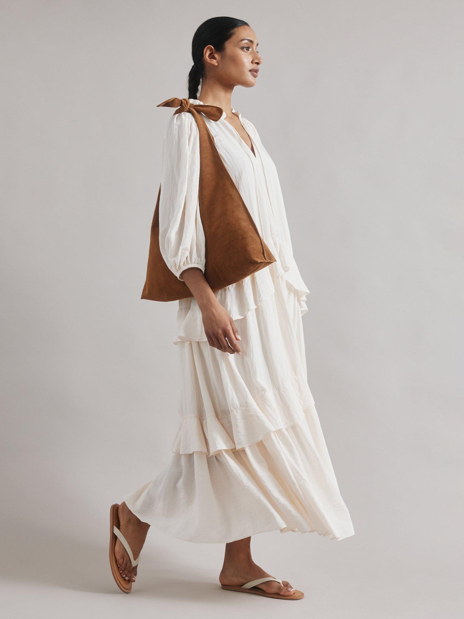 Product image 7 of 7, which shows Albaray Tiered Frill Maxi Dress, Cream, 8