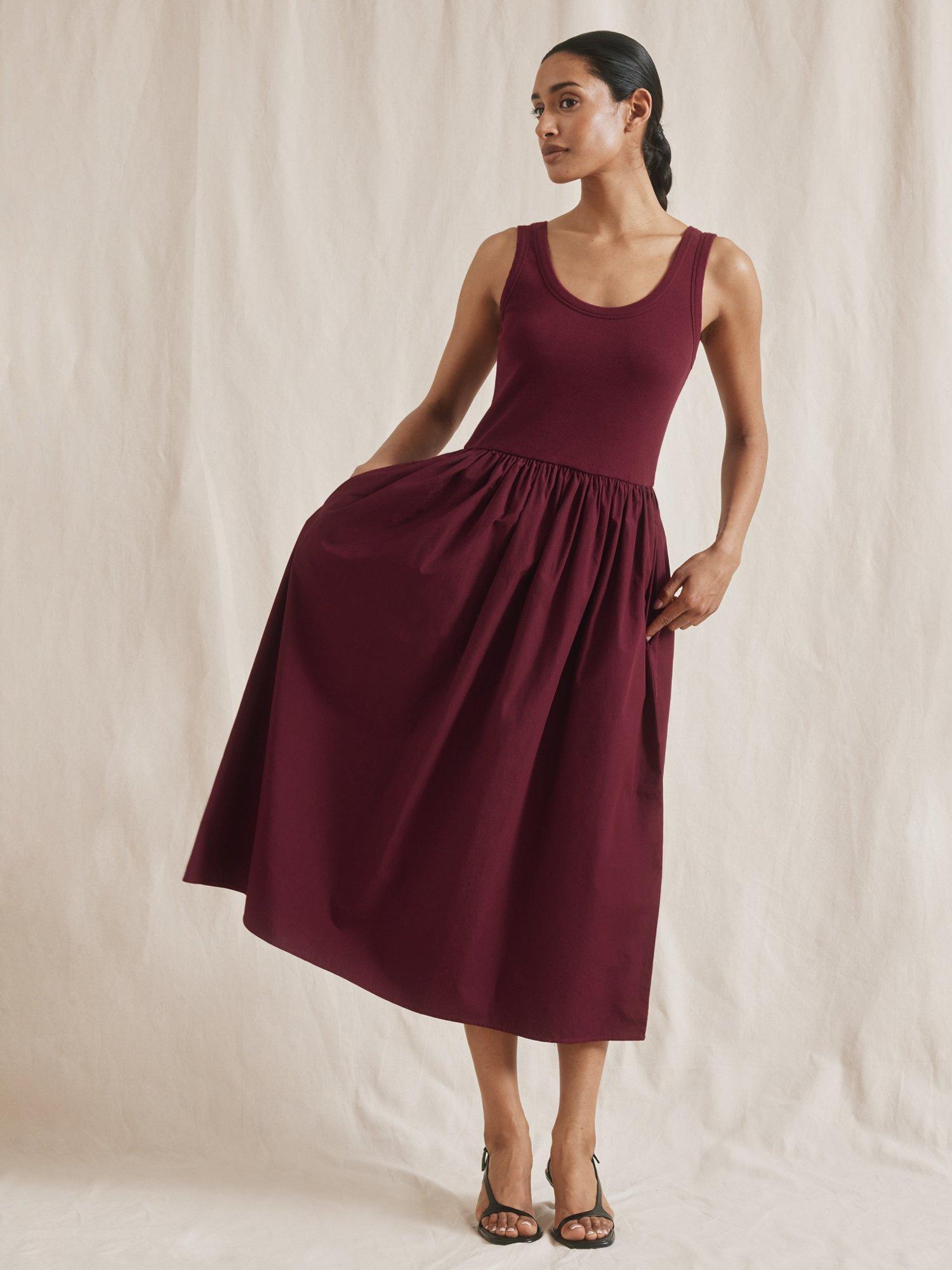 Product image 5 of 6, which shows Albaray Jersey Vest Midi Dress, Cherry, 8