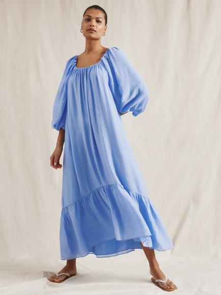 Albaray Voluminous Tiered Maxi Dress, Blue, Blue