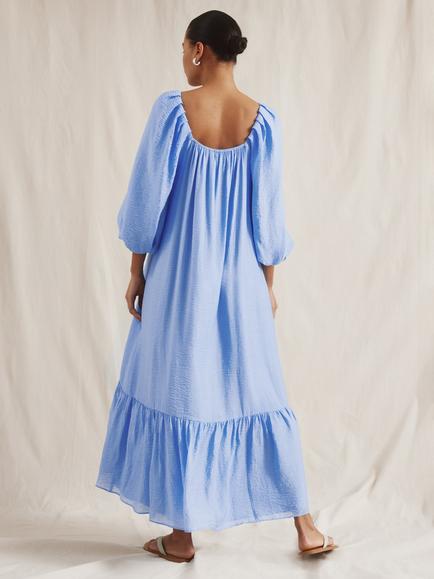 Albaray Voluminous Tiered Maxi Dress, Blue - view 2, Blue