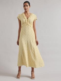 Albaray Spot Ruffle Midi Dress, Yellow, Yellow