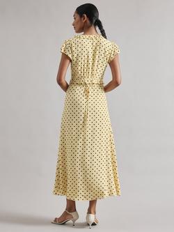 Albaray Spot Ruffle Midi Dress, Yellow - view 2, Yellow
