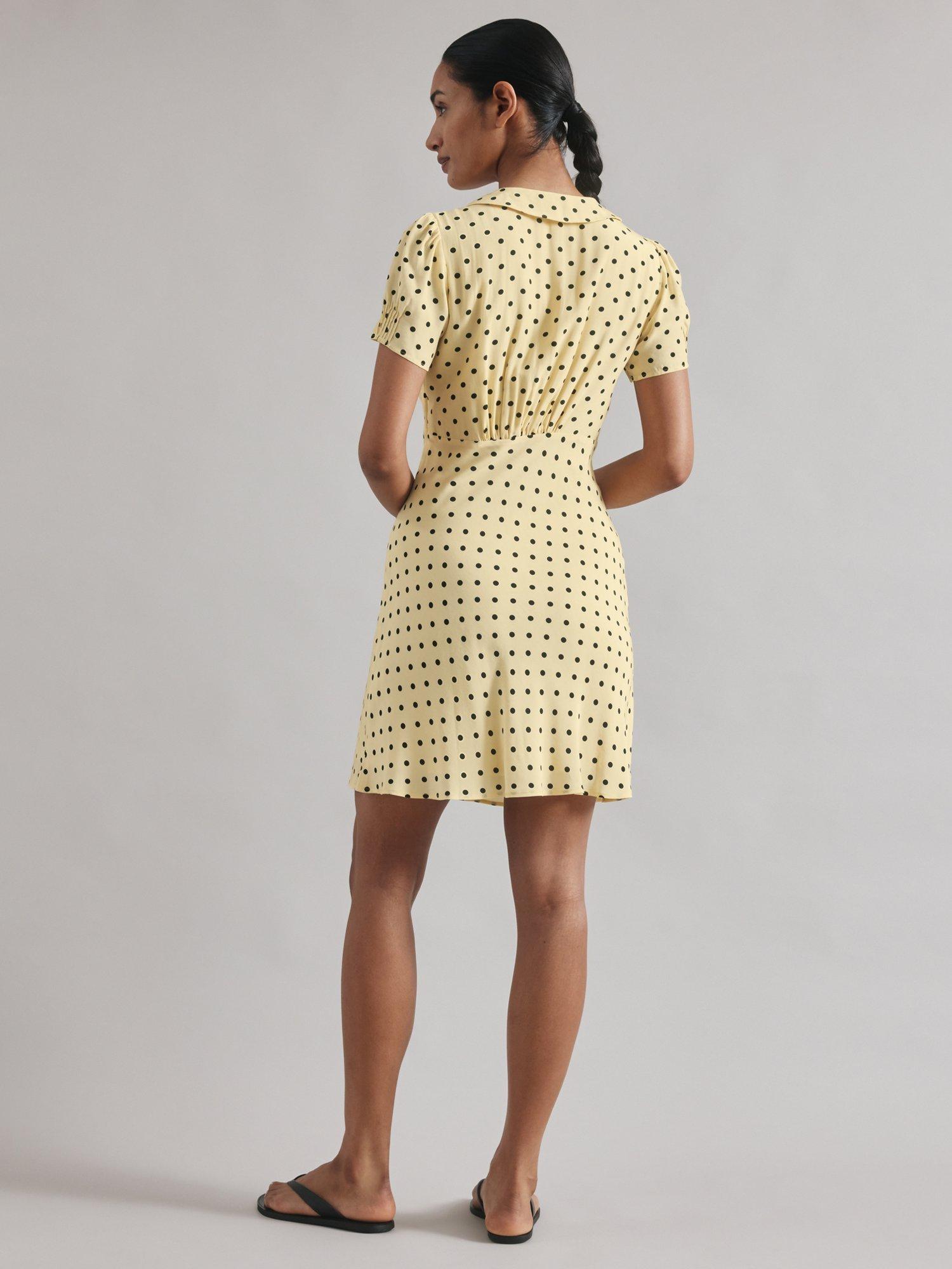 Product image 2 of 6, which shows Albaray Spot Frill Mini Dress, Yellow, 10