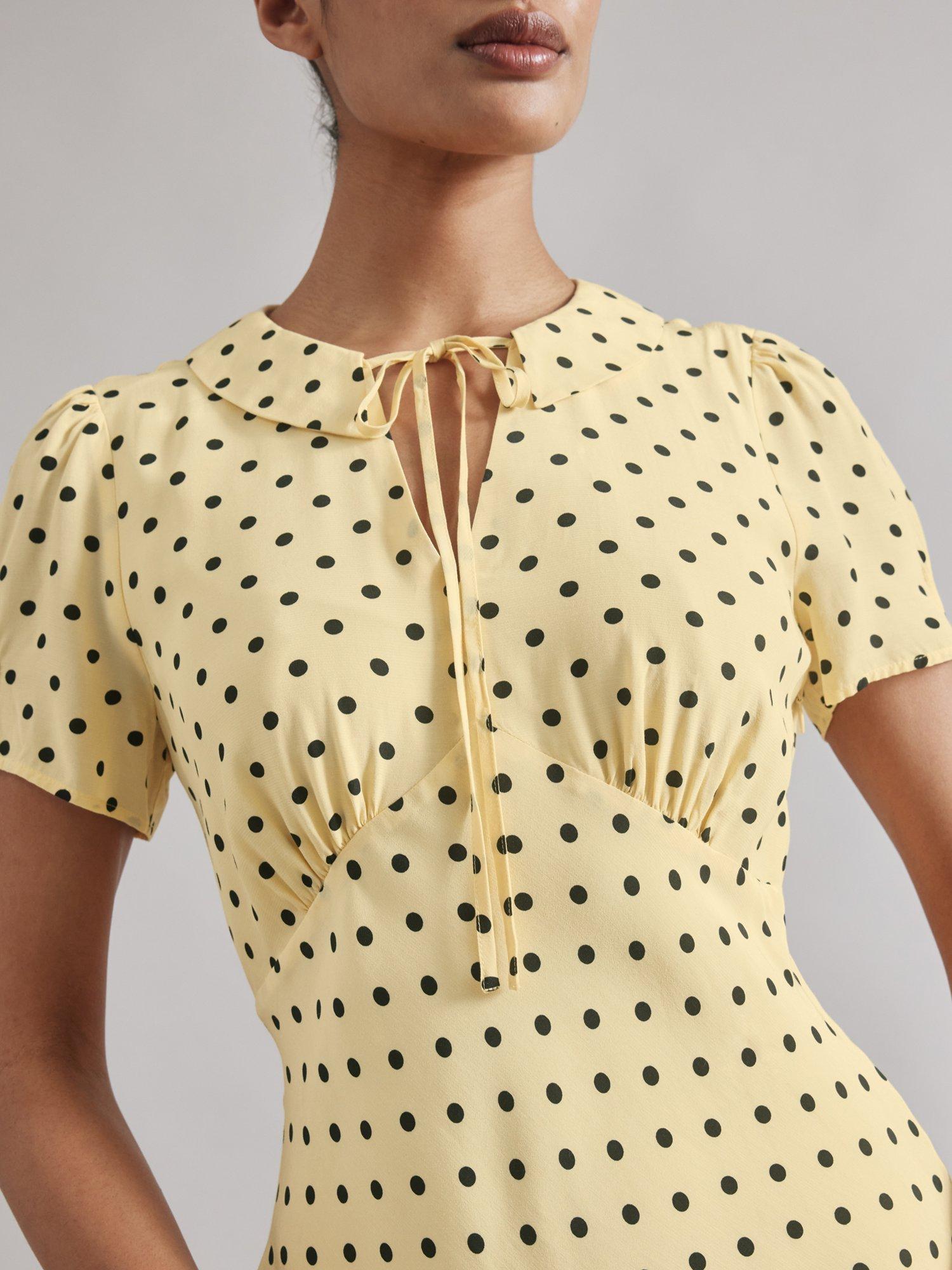 Product image 5 of 6, which shows Albaray Spot Frill Mini Dress, Yellow, 10