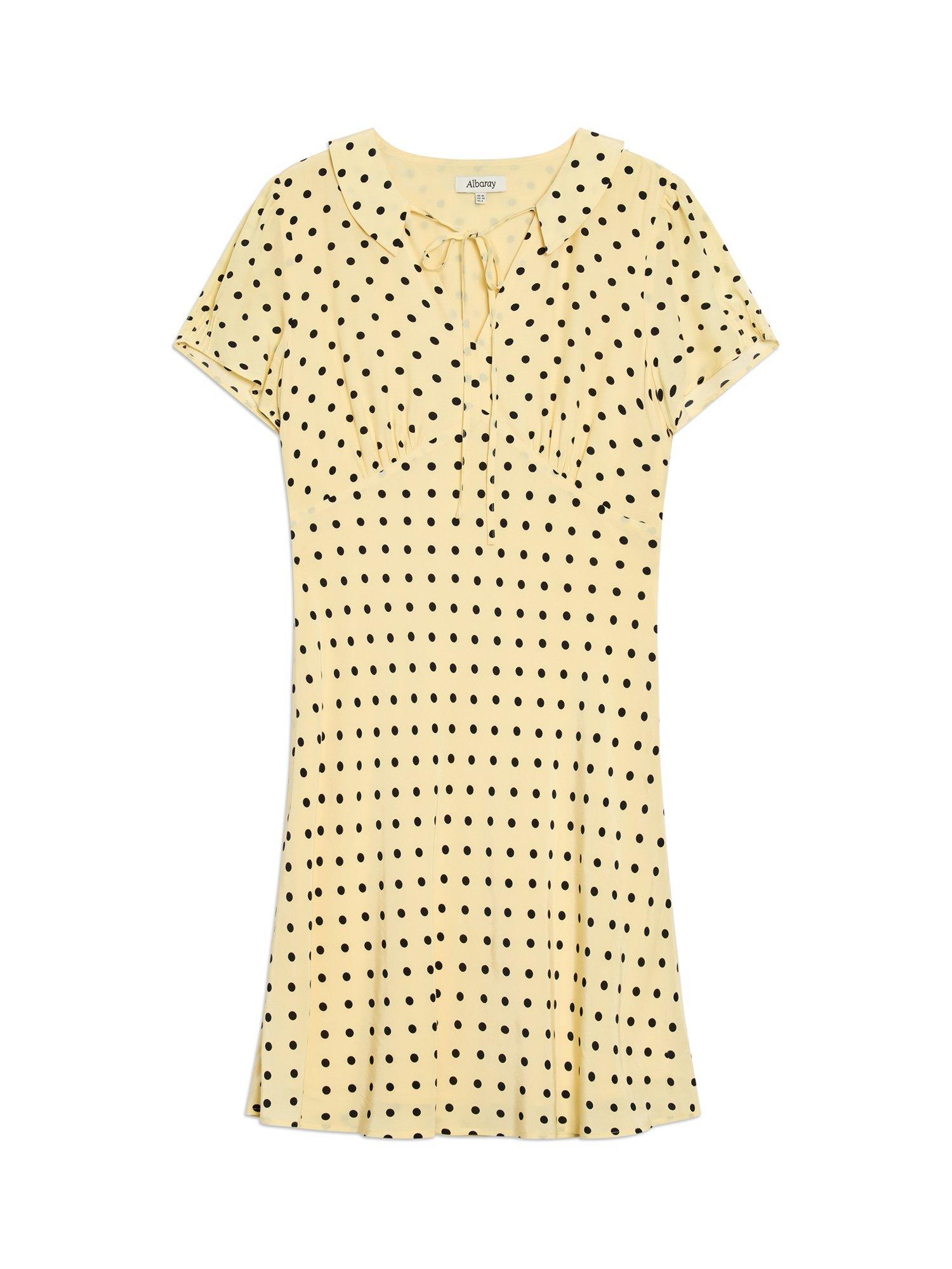 Product image 6 of 6, which shows Albaray Spot Frill Mini Dress, Yellow, 10