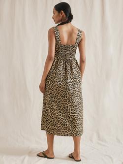 Albaray Animal Print Pure Organic Cotton Sun Dress, Brown/Multi - view 2, Brown/Multi