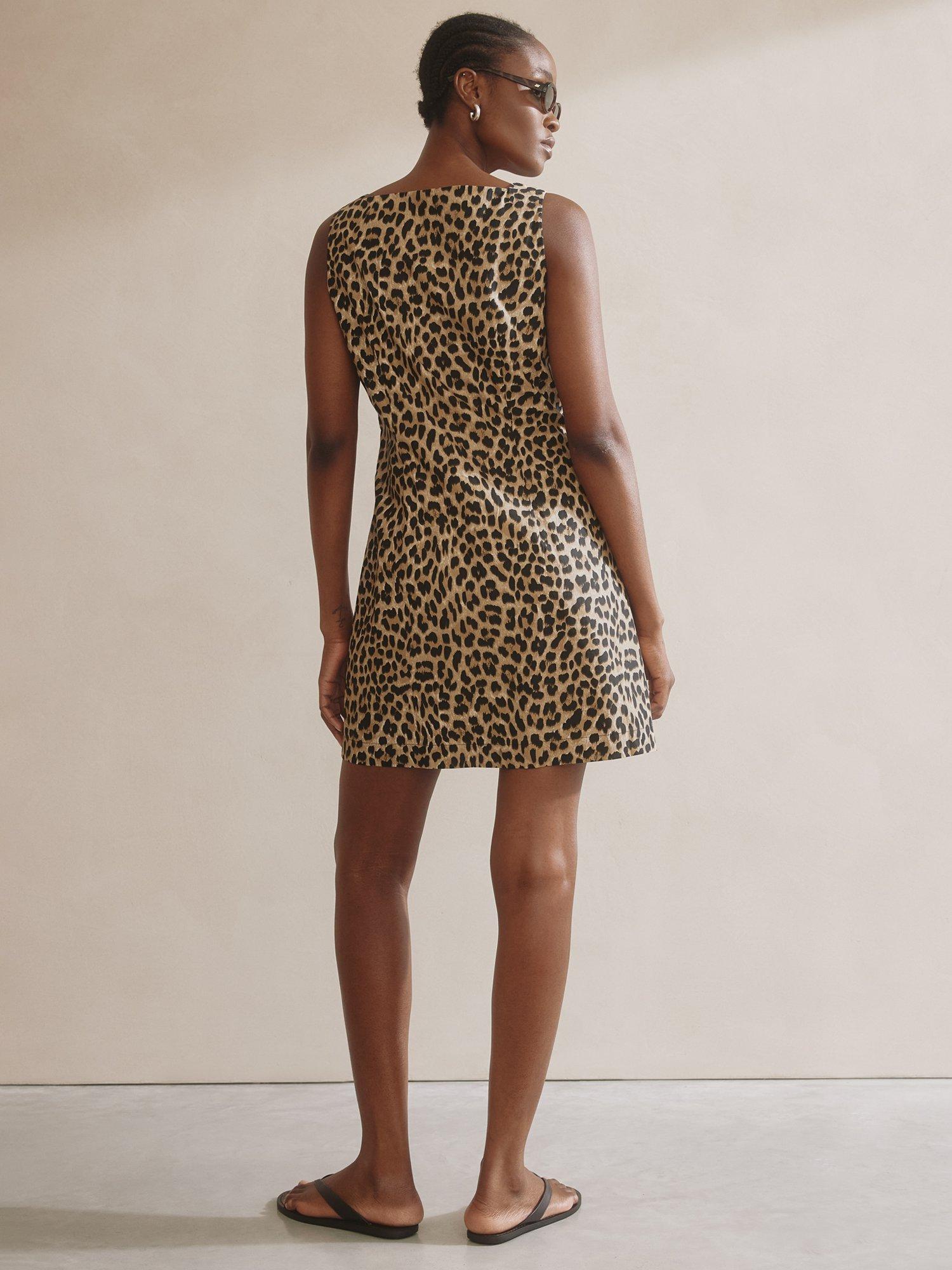 Product image 2 of 4, which shows Albaray Animal Print Pure Organic Cotton Mini Dress, Brown/Multi, 8
