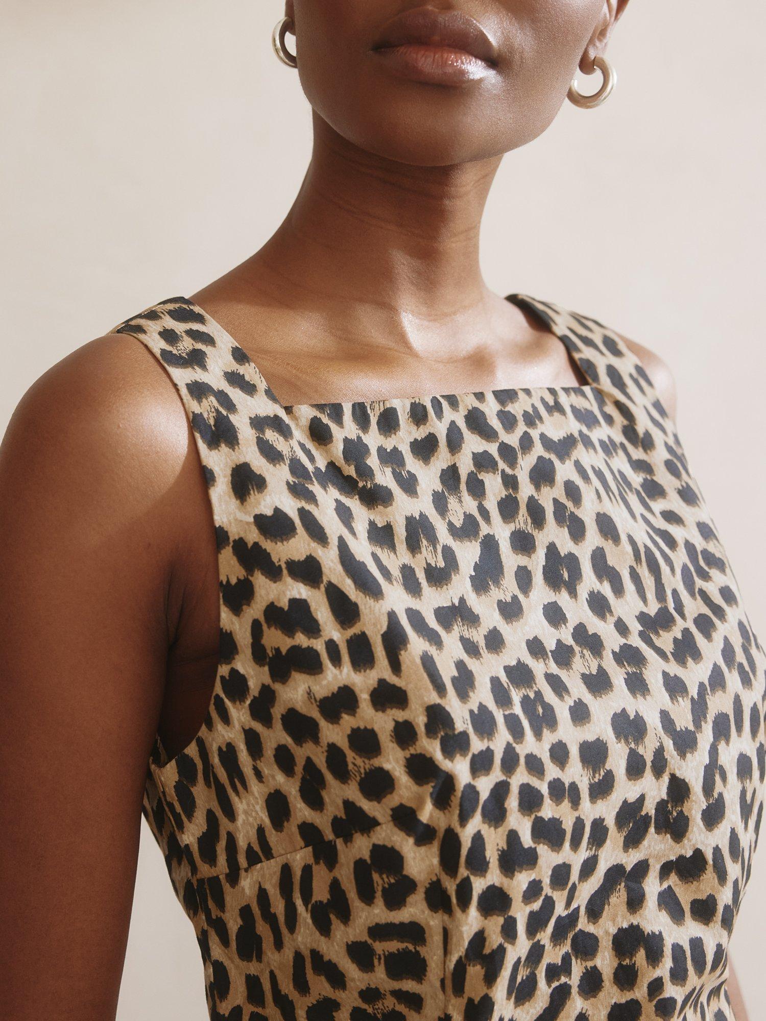 Product image 3 of 4, which shows Albaray Animal Print Pure Organic Cotton Mini Dress, Brown/Multi, 8
