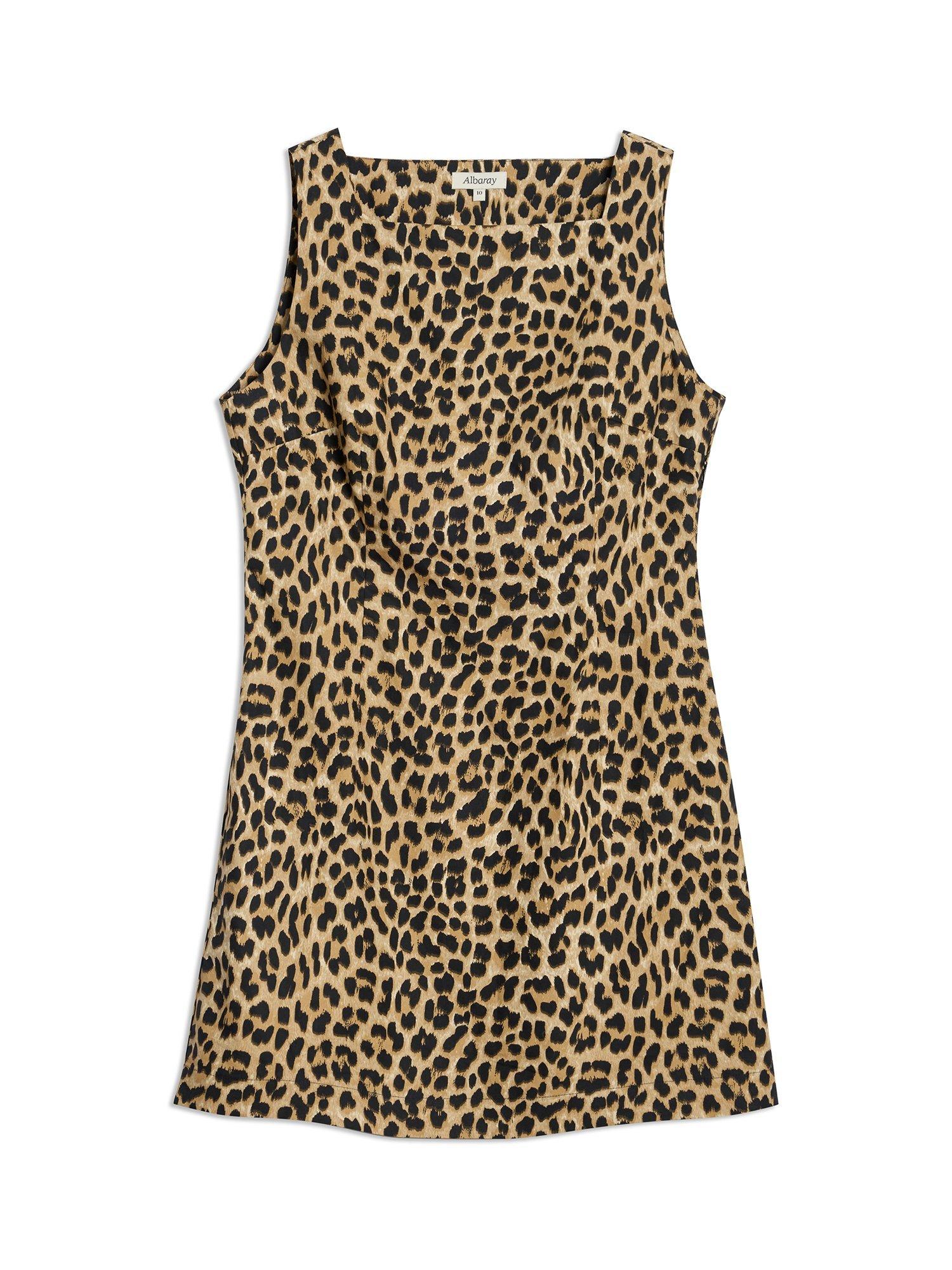 Product image 4 of 4, which shows Albaray Animal Print Pure Organic Cotton Mini Dress, Brown/Multi, 8