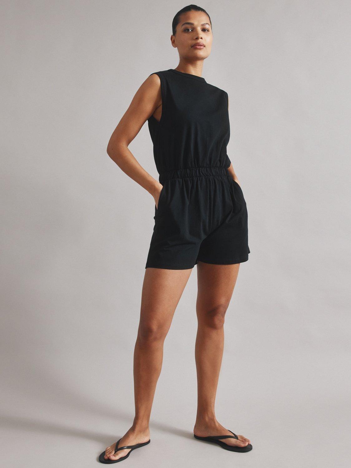 Product image 1 of 6, which shows Albaray Tank Jersey Playsuit, Black, 8