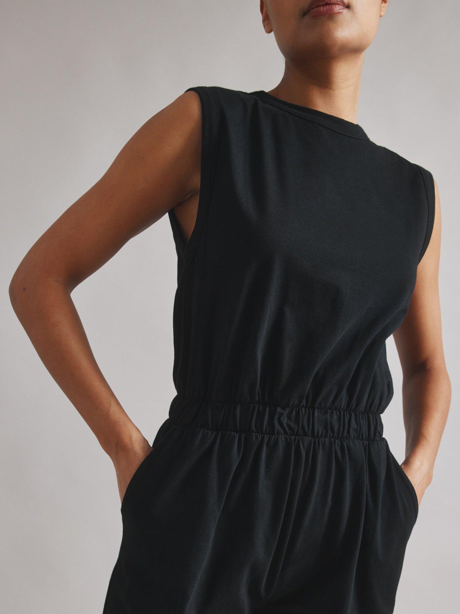 Product image 4 of 6, which shows Albaray Tank Jersey Playsuit, Black, 8