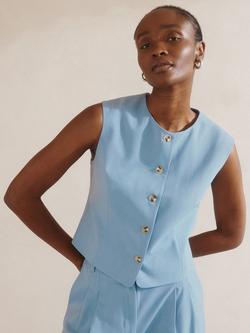 Albaray Cropped Tailored Waistcoat, Blue, Blue