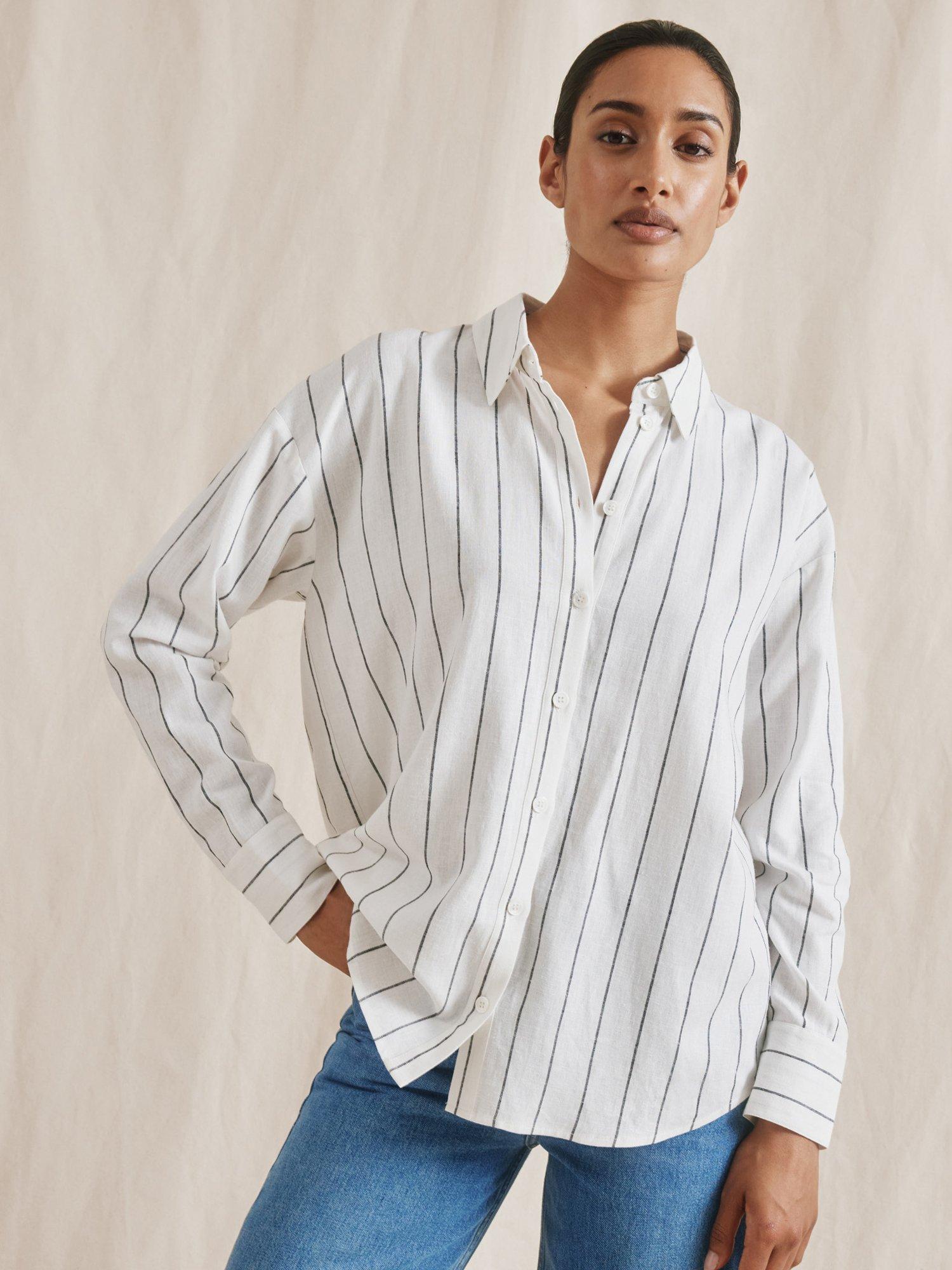 Albaray Wide Stripe Oversized Shirt, White