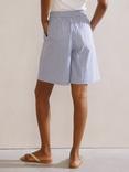 Albaray Ticking Stripe Organic Cotton Rich Bermuda Shorts, Blue