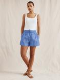 Albaray Stripe Organic Cotton Rich Drawstring Shorts, Blue