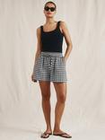 Albaray Elasticated Waist Gingham Shorts, Black/White