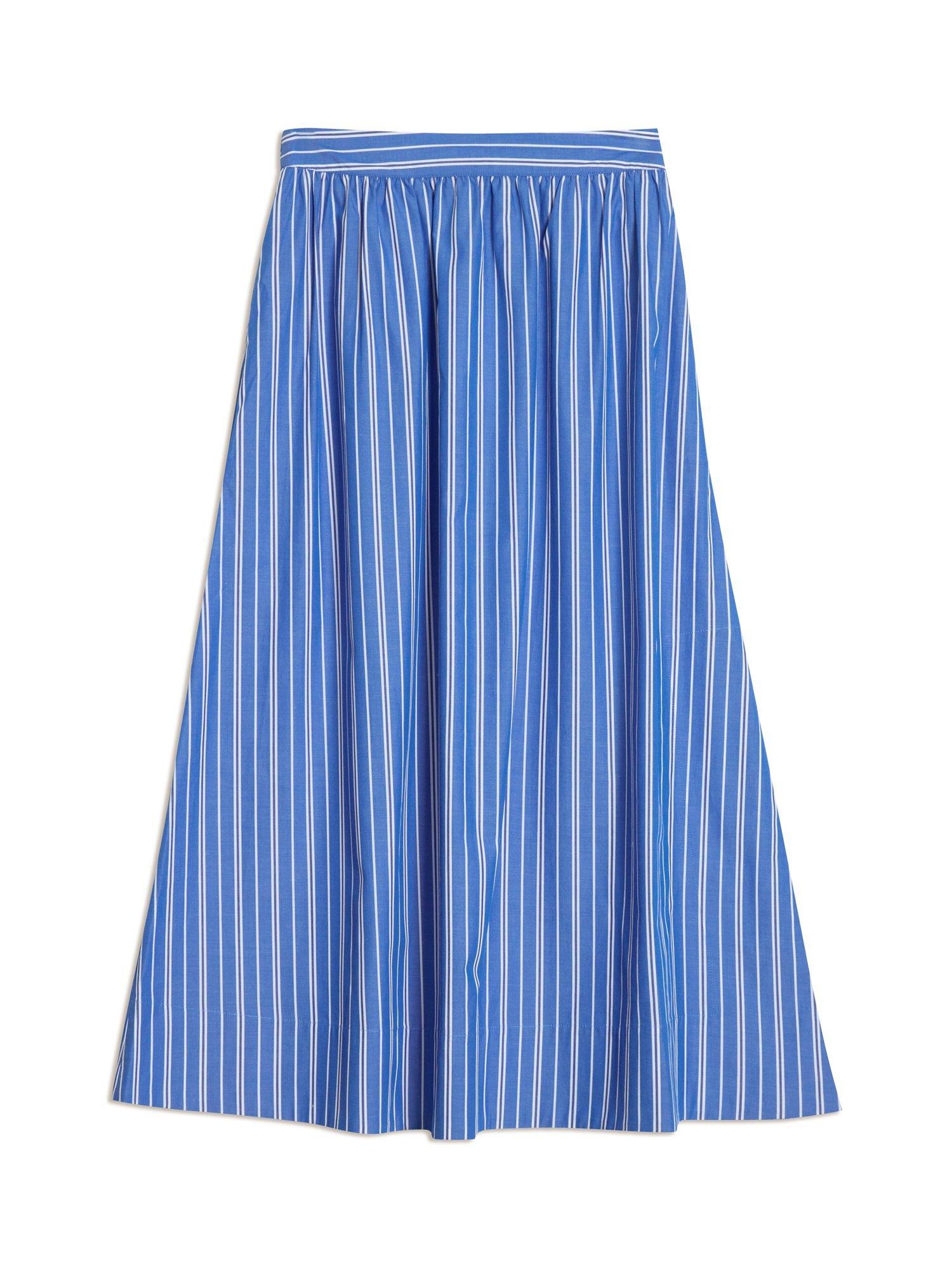 Product image 6 of 6, which shows Albaray Stripe Organic Cotton Rich Skirt, Blue, 8