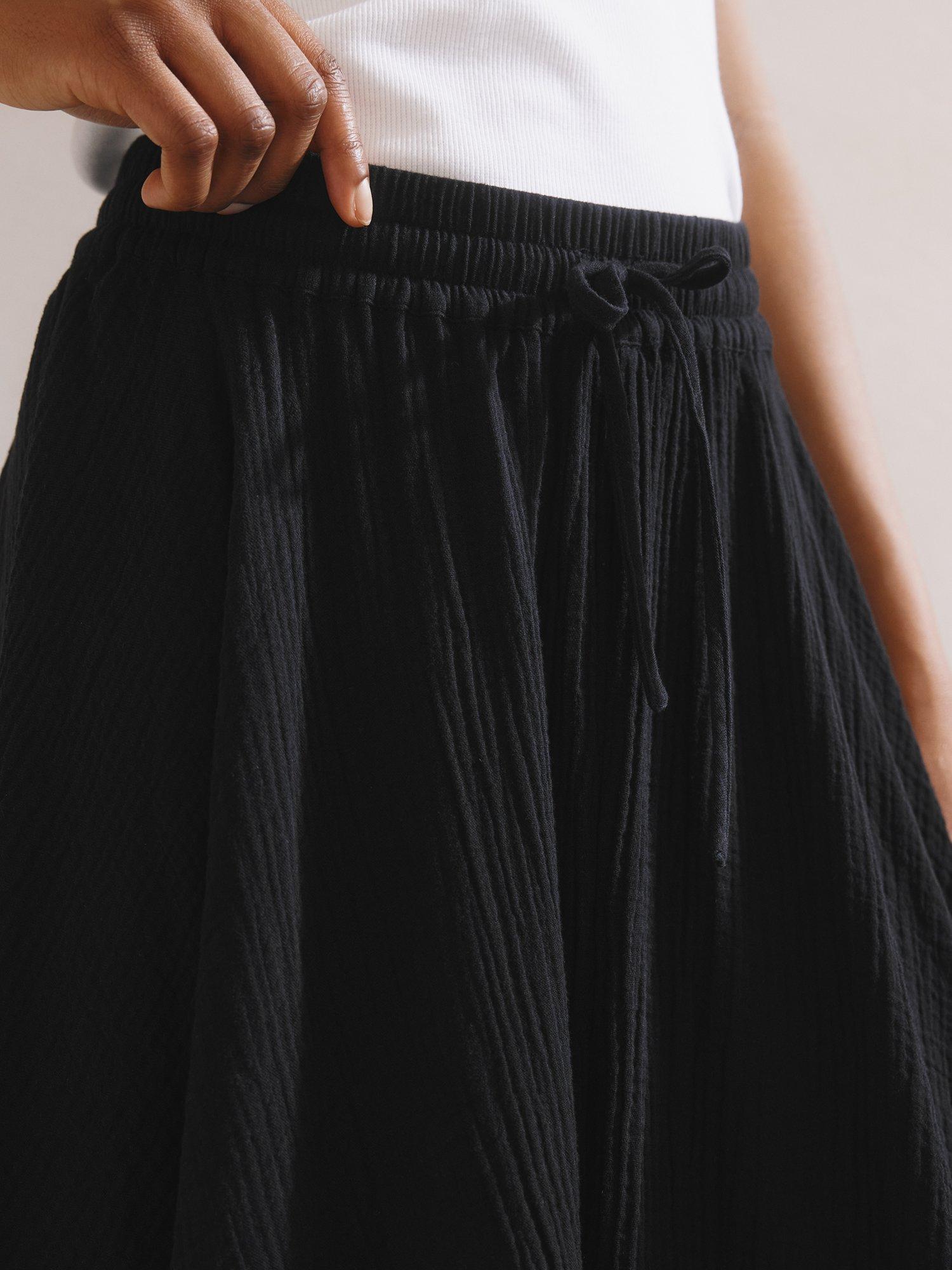 Product image 3 of 5, which shows Albaray Cheesecloth Cotton Maxi Skirt, Black, 8