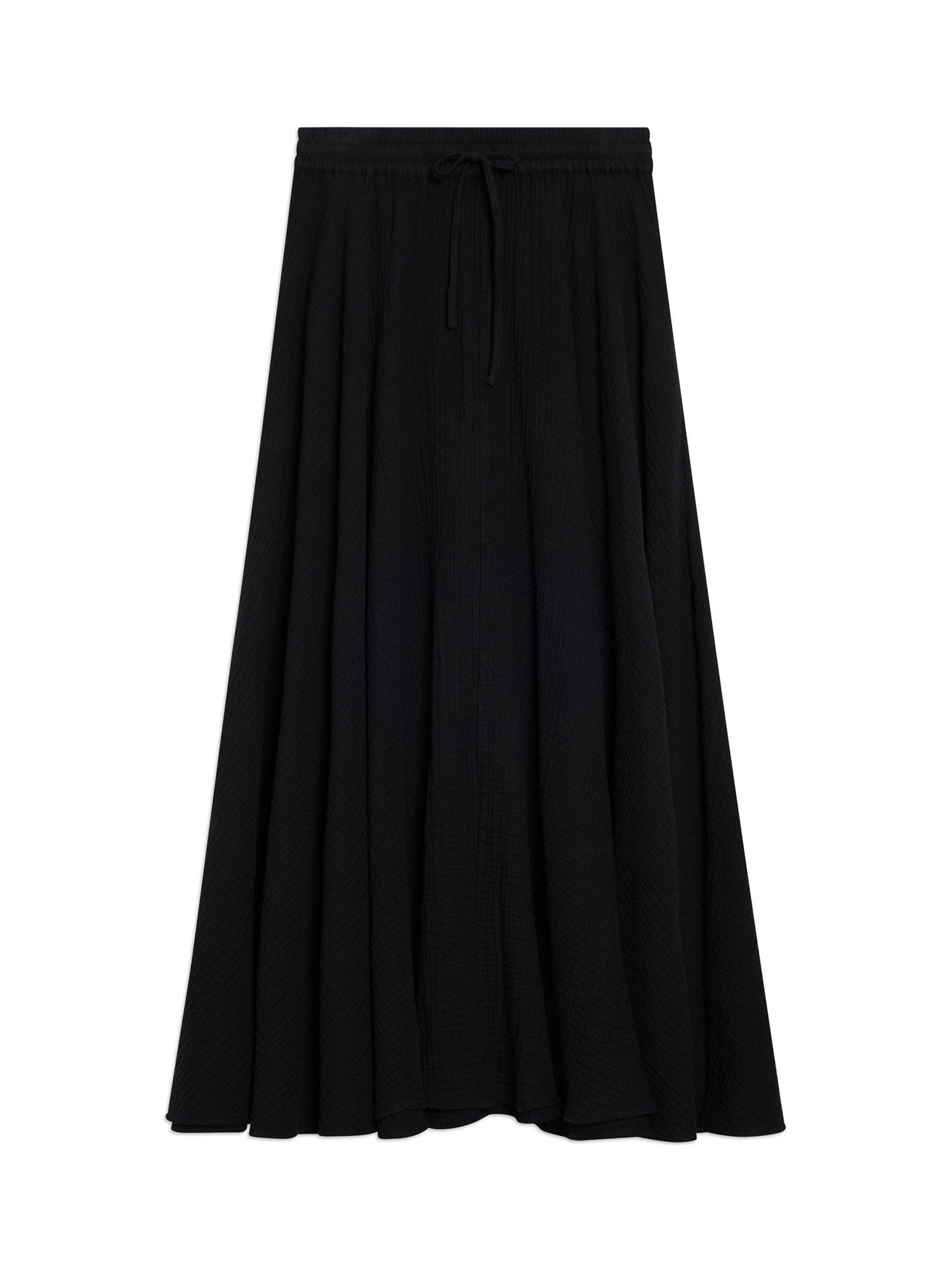 Product image 5 of 5, which shows Albaray Cheesecloth Cotton Maxi Skirt, Black, 8