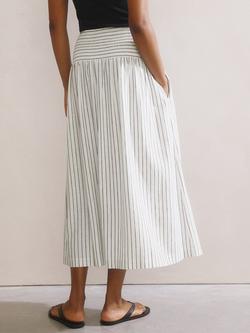 Albaray Stripe Smocked Waist Skirt, White - view 2, White