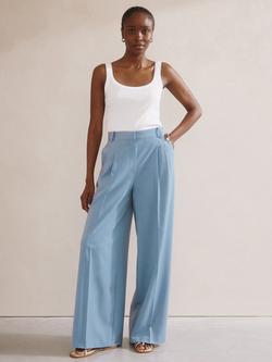 Albaray Double Pleat Tailored Trousers, Blue, Blue