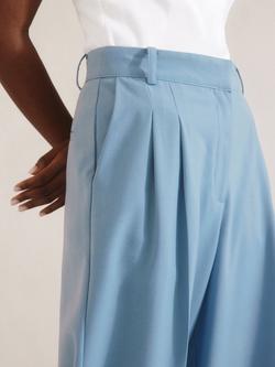 Albaray Double Pleat Tailored Trousers, Blue - view 2, Blue