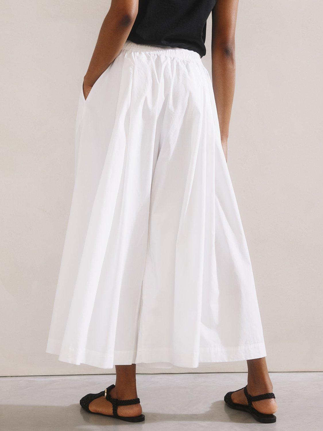Product image 2 of 5, which shows Albaray Super Wide Leg Pure Organic Cotton Culottes, White, 8